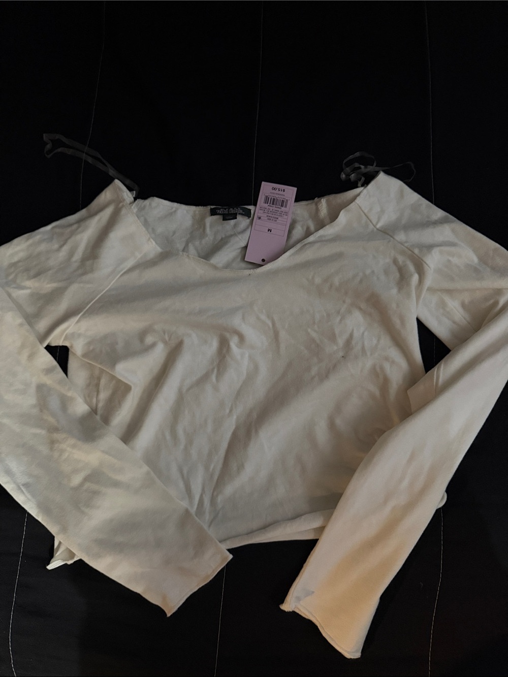 wild fable Cream V-Neck Long Sleeve Top